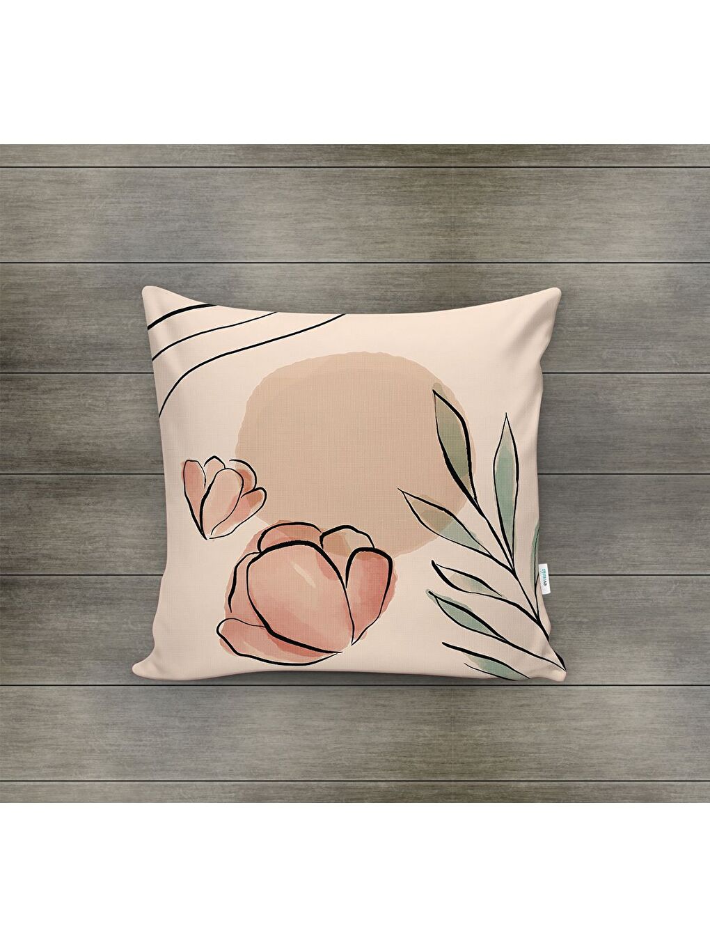 Karışık Bahar Temalı Kadife Kırlent Kılıfı 43x43 Cm Çift Taraf Baskı-1