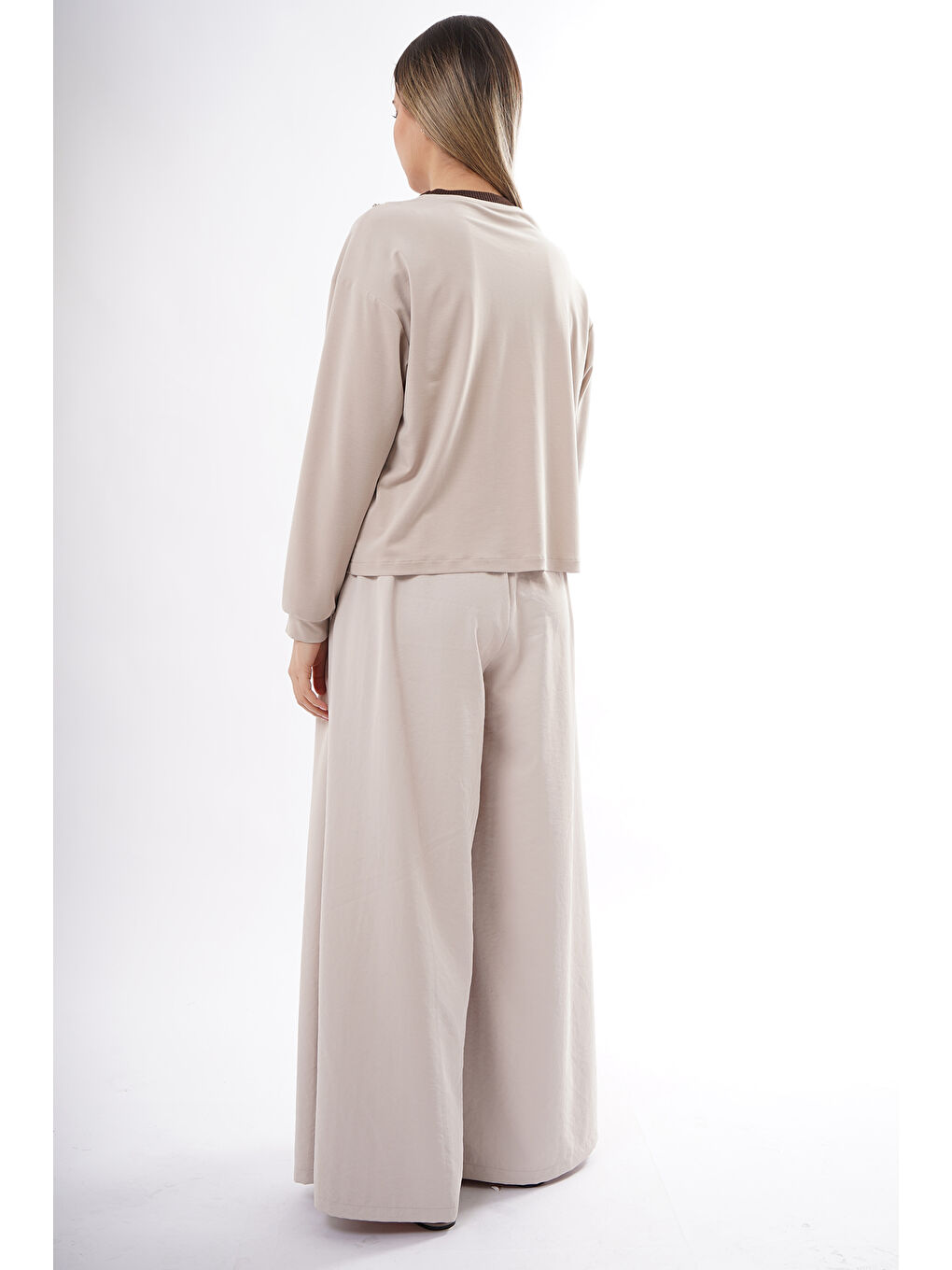 Bej Yandan Büyük Torba Cepli Zeyna Pantolon 330 Taş-3