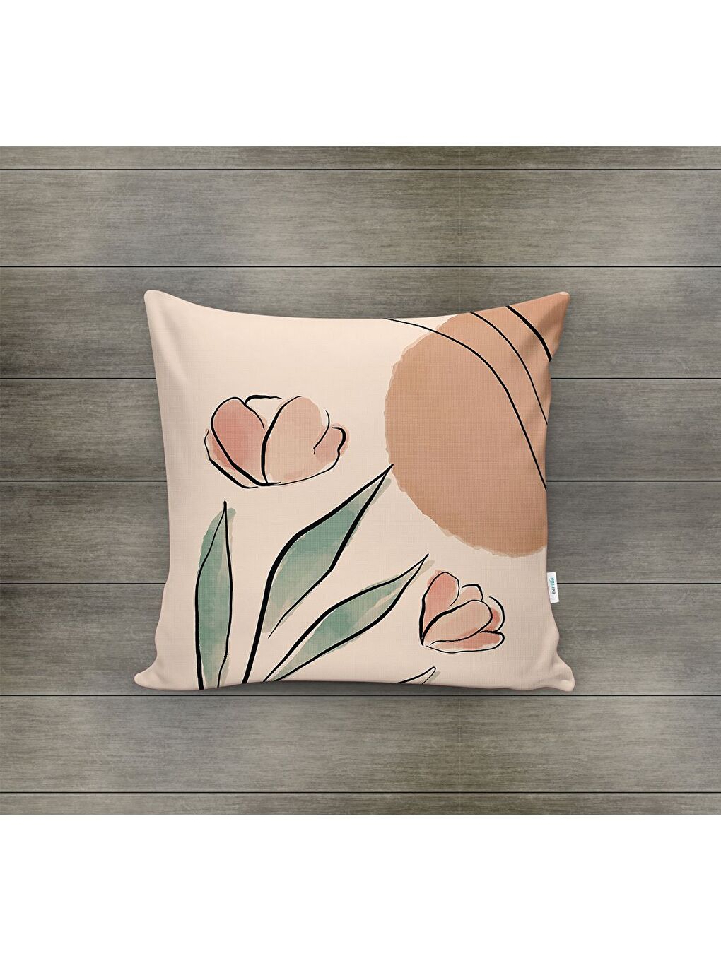 Karışık Bahar Temalı Kadife Kırlent Kılıfı 43x43 Cm Çift Taraf Baskı-1