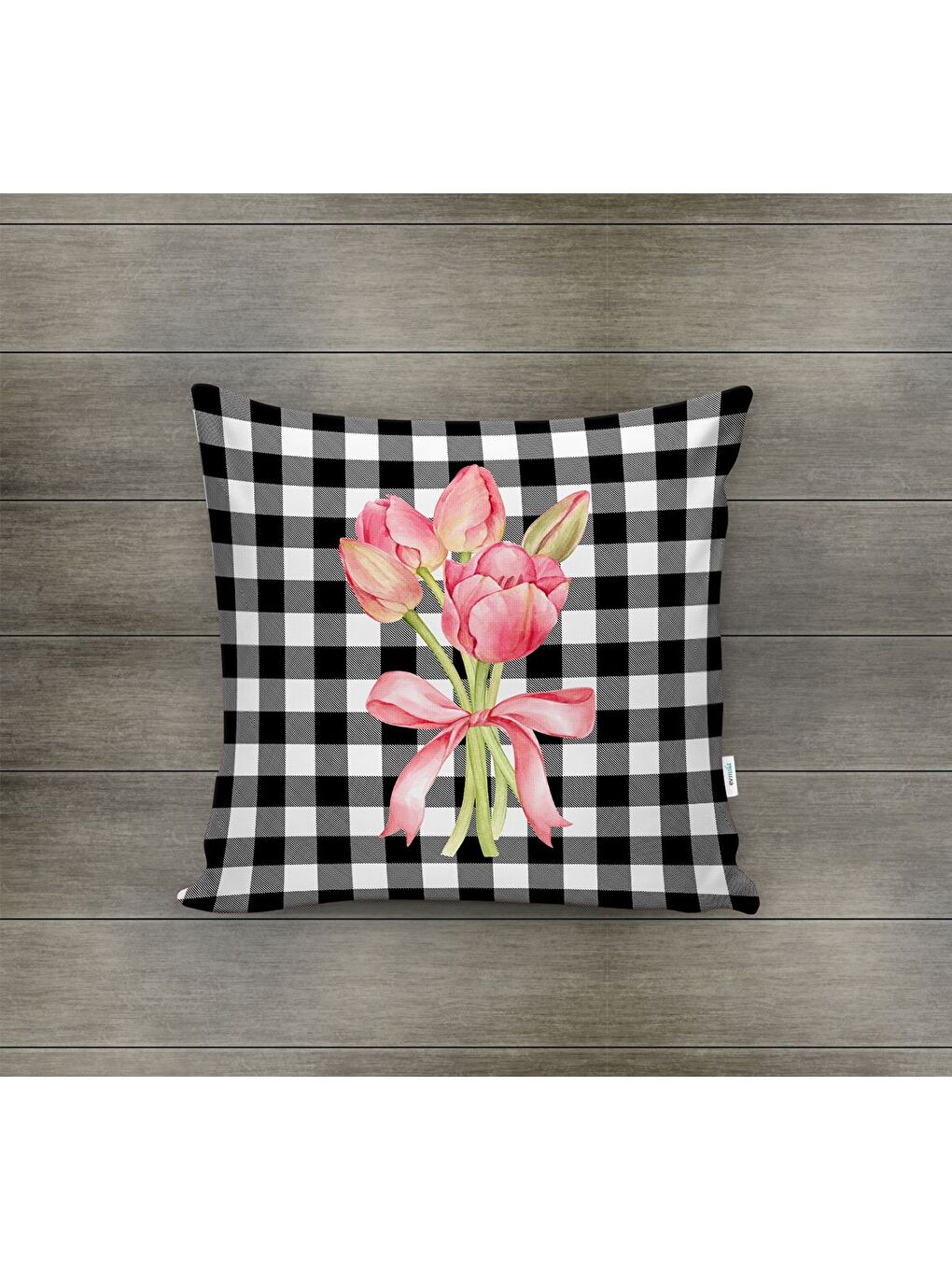 Karışık Bahar Temalı Kadife Kırlent Kılıfı 43x43 Cm Çift Taraf Baskı-1