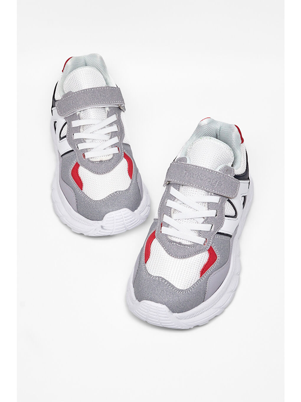 Gri Çocuk Unisex Buz Lacivert Rahat Kalıp Cırtlı Bağcıklı Sneaker-1