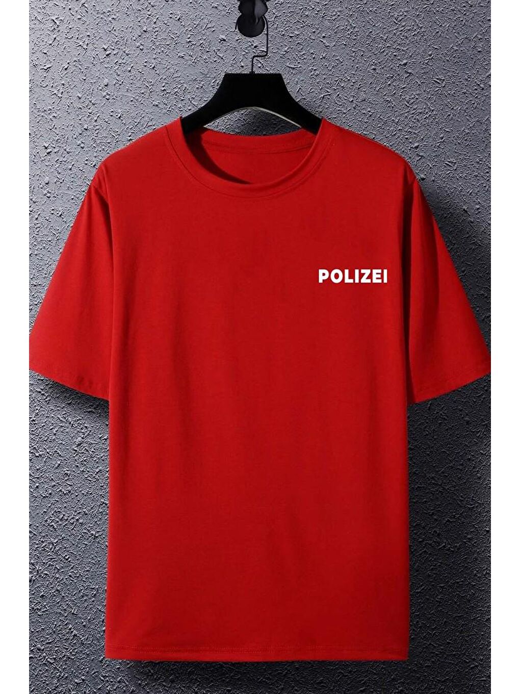 uyguntarz Kırmızı Unisex Polizei Baskılı T-shirt