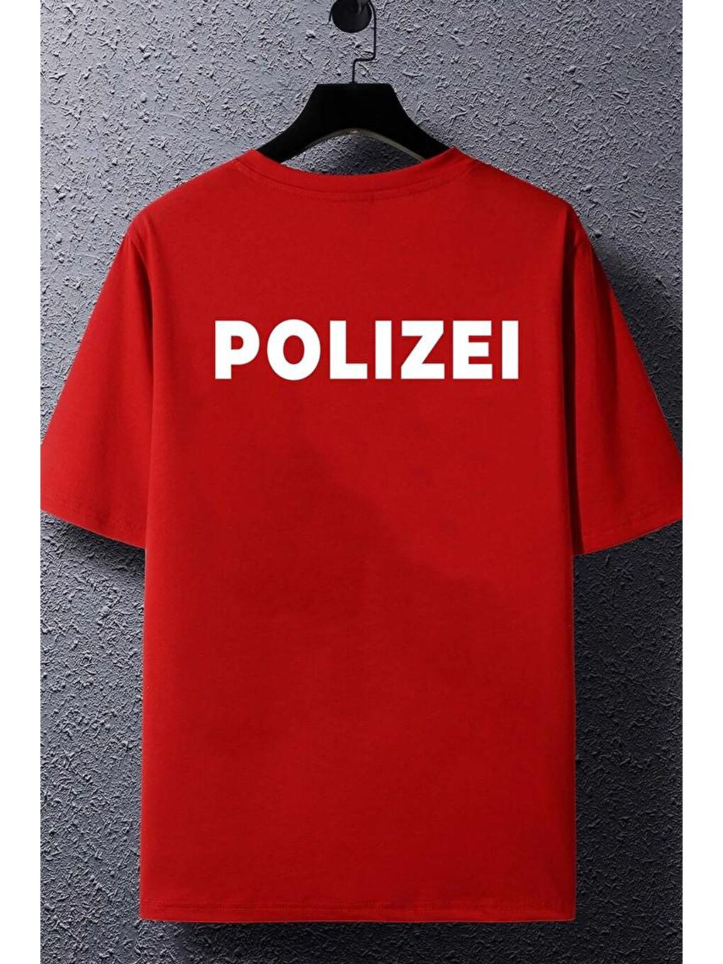 uyguntarz Kırmızı Unisex Polizei Baskılı T-shirt - 1