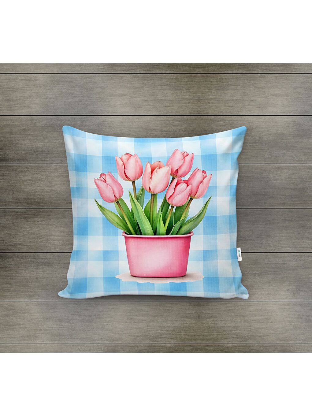 Karışık Bahar Temalı Kadife Kırlent Kılıfı 43x43 Cm Çift Taraf Baskı-1