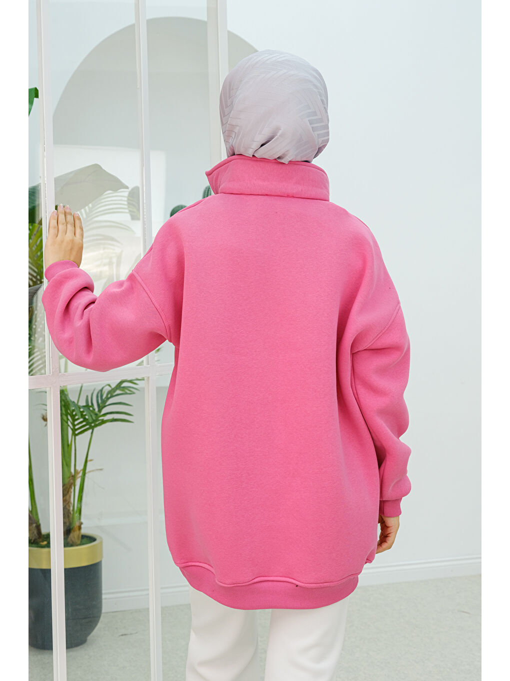 Locco Moda Yarım Fermuar Detay Sweatshirt  Pembe - 3