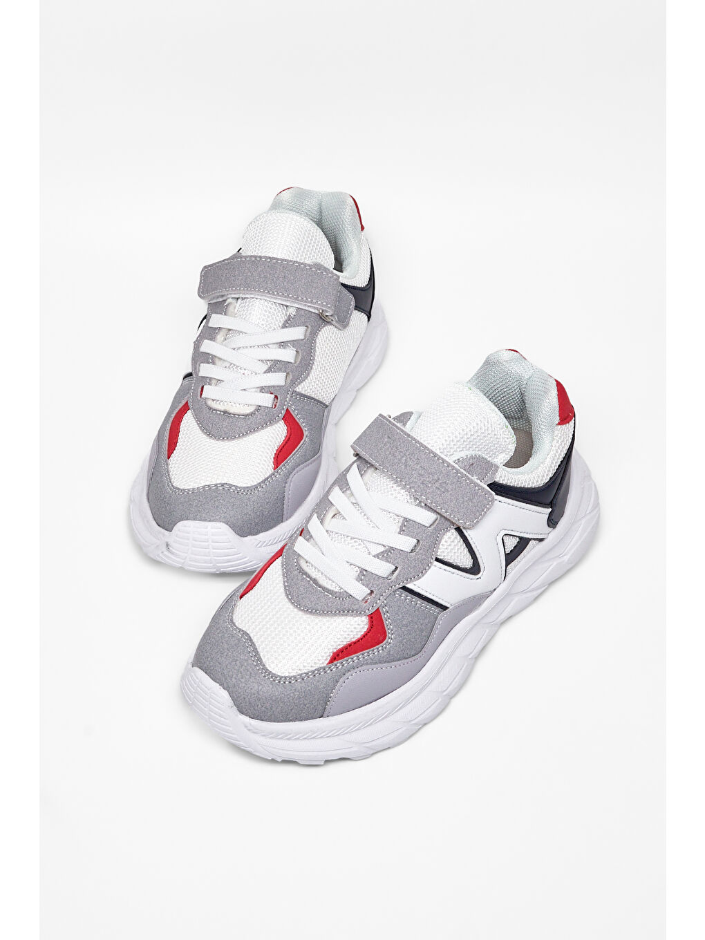 Gri Çocuk Unisex Buz Lacivert Rahat Kalıp Cırtlı Bağcıklı Sneaker-3