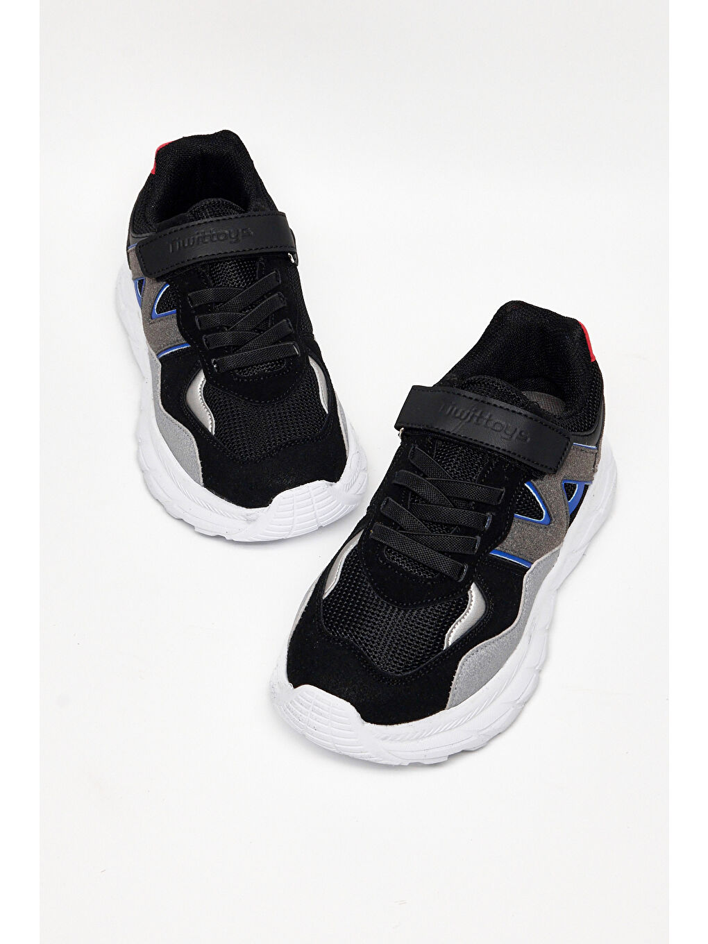 Çocuk Unisex Siyah Buz Rahat Kalıp Cırtlı Bağcıklı Sneaker-1