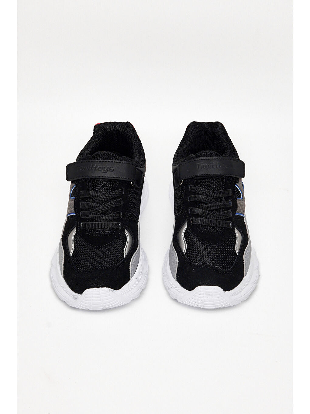 Çocuk Unisex Siyah Buz Rahat Kalıp Cırtlı Bağcıklı Sneaker-2