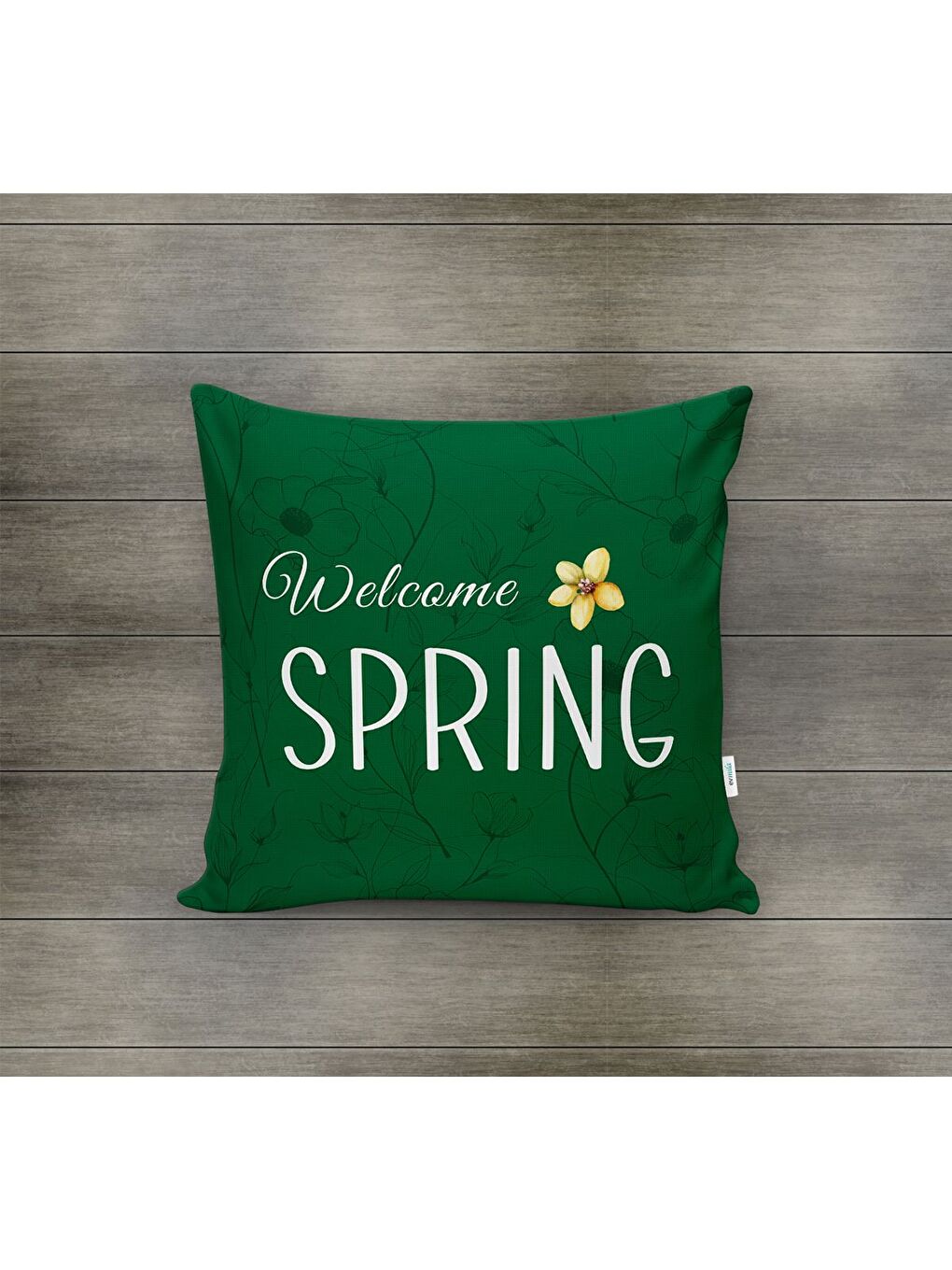 Karışık Bahar Temalı Kadife Kırlent Kılıfı 43x43 Cm Çift Taraf Baskı-1