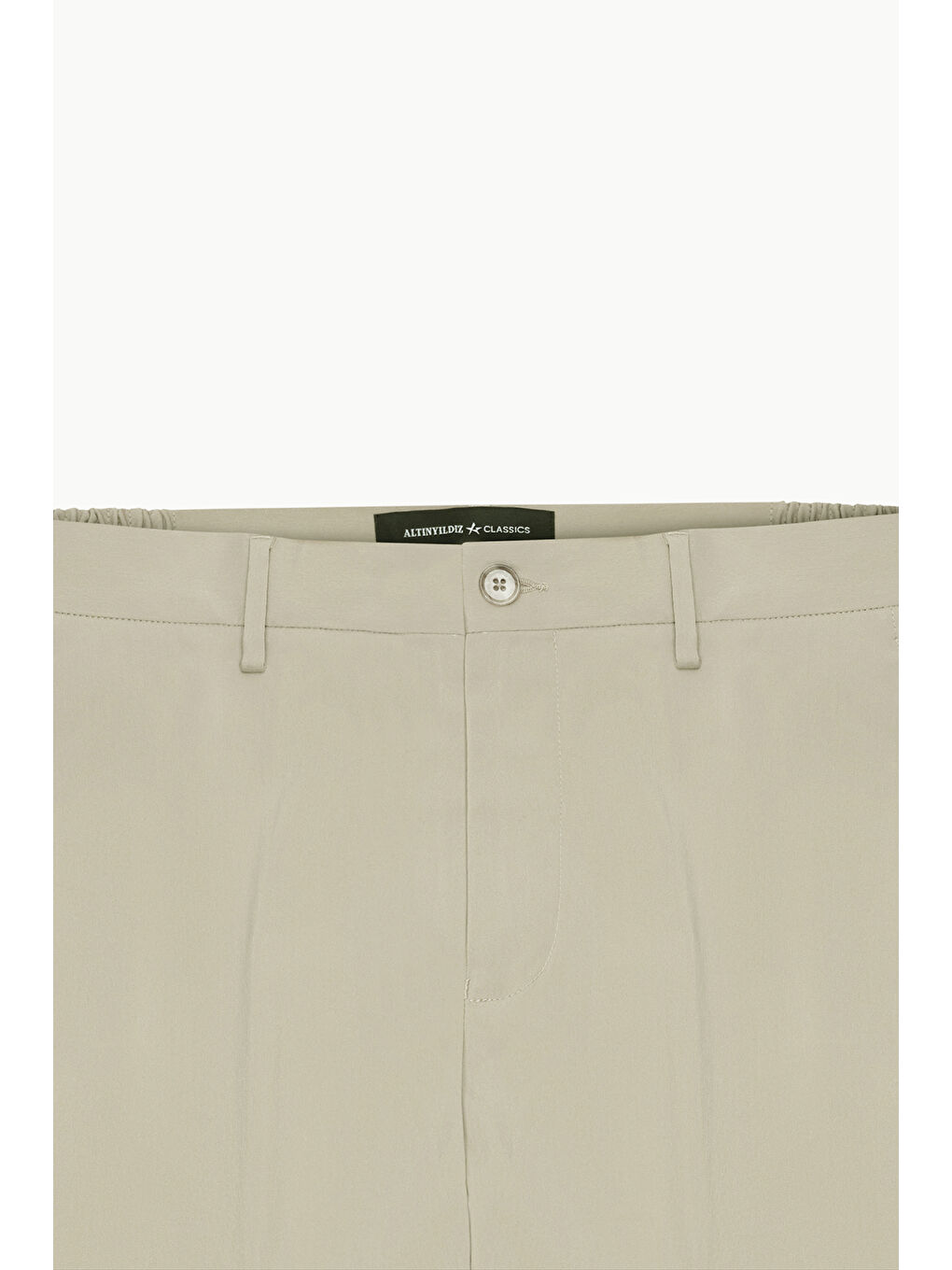 Erkek Bej Slim Fit Dar Kesim Beli Lastikli Yan Cep Rahat Pantolon-7