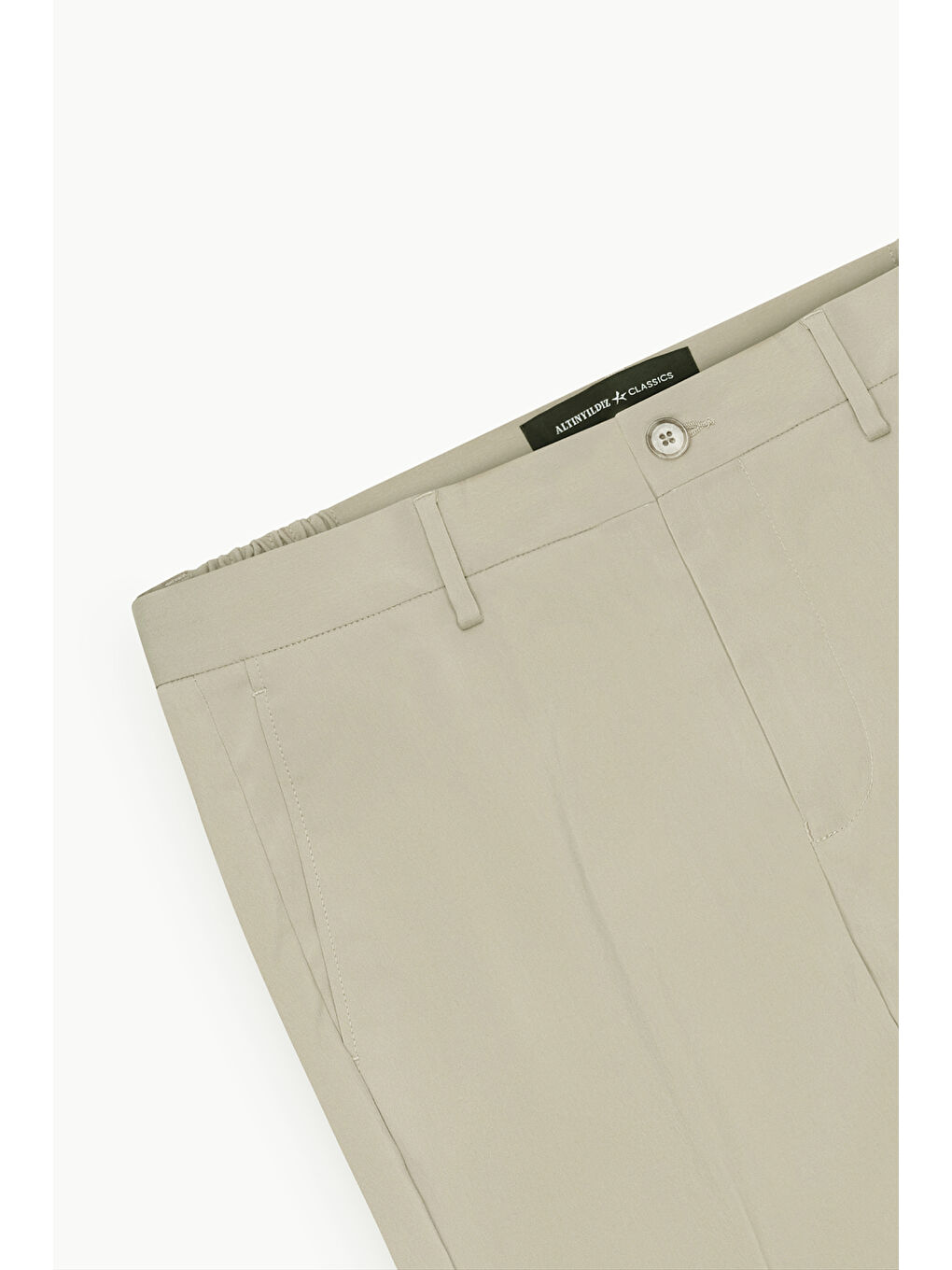 Erkek Bej Slim Fit Dar Kesim Beli Lastikli Yan Cep Rahat Pantolon-8