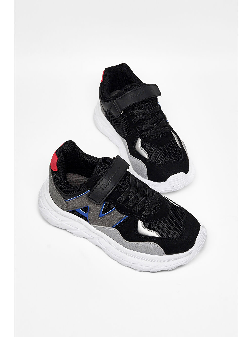 Çocuk Unisex Siyah Buz Rahat Kalıp Cırtlı Bağcıklı Sneaker-4