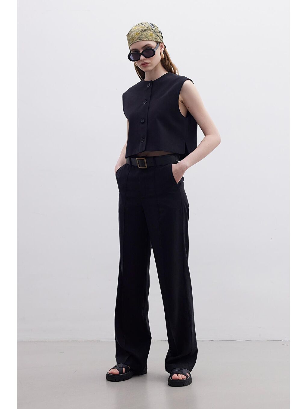 Naturel Straight Pantolon Siyah-3