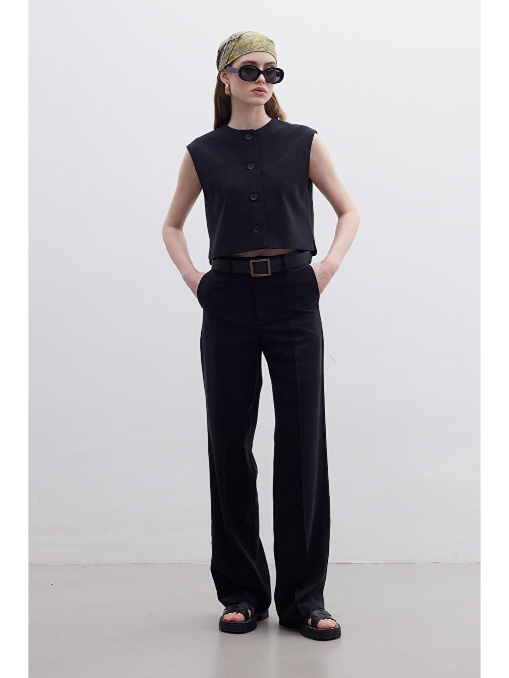 Naturel Straight Pantolon Siyah-4