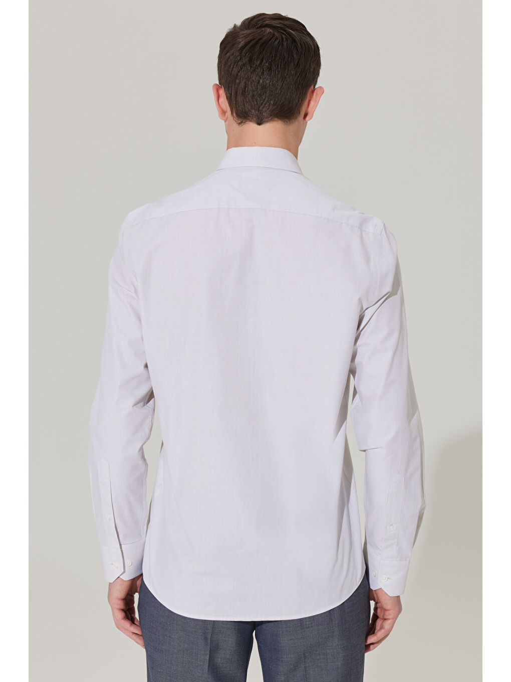 Erkek Bej Slim Fit Dar Kesim Düğmeli Yaka %100 Pamuk Gömlek-6