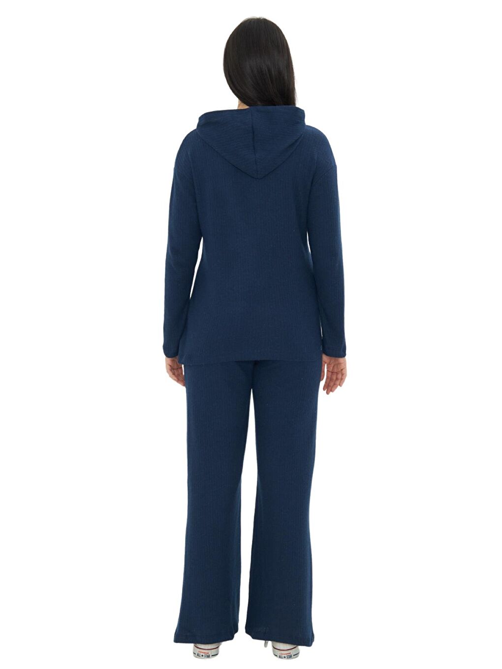 Lacivert Örme Kapüşonlu Kadın Hamile Alt Üst Takımı-3