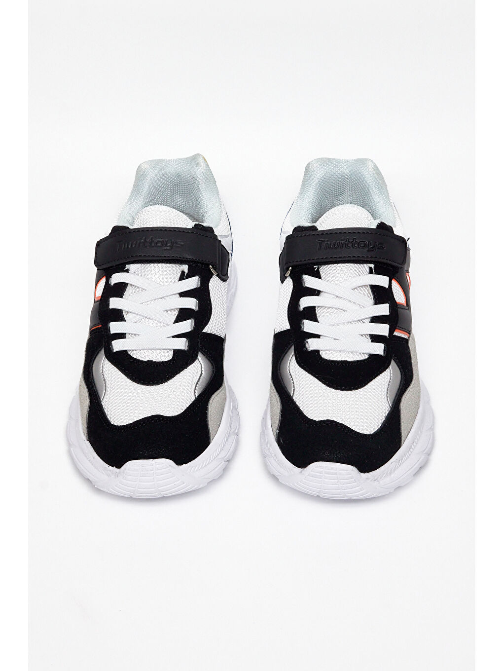 Çocuk Unisex Siyah Beyaz Saks Rahat Kalıp Cırtlı Bağcıklı Sneaker-2