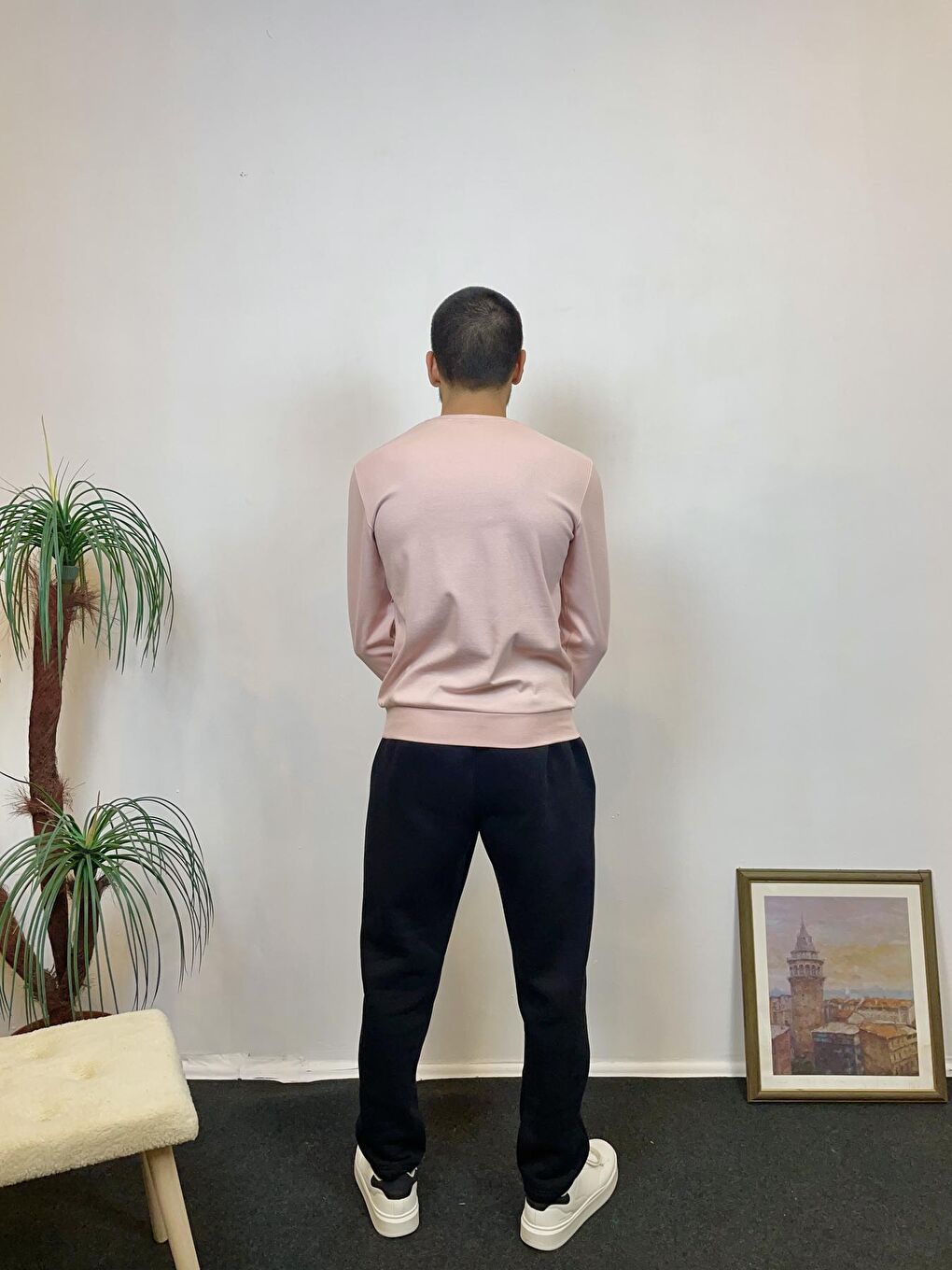 Süperlife Pembe Erkek Bisiklet Yaka Slim Fit İnce Sweatshirt SPR 20K17 - 1