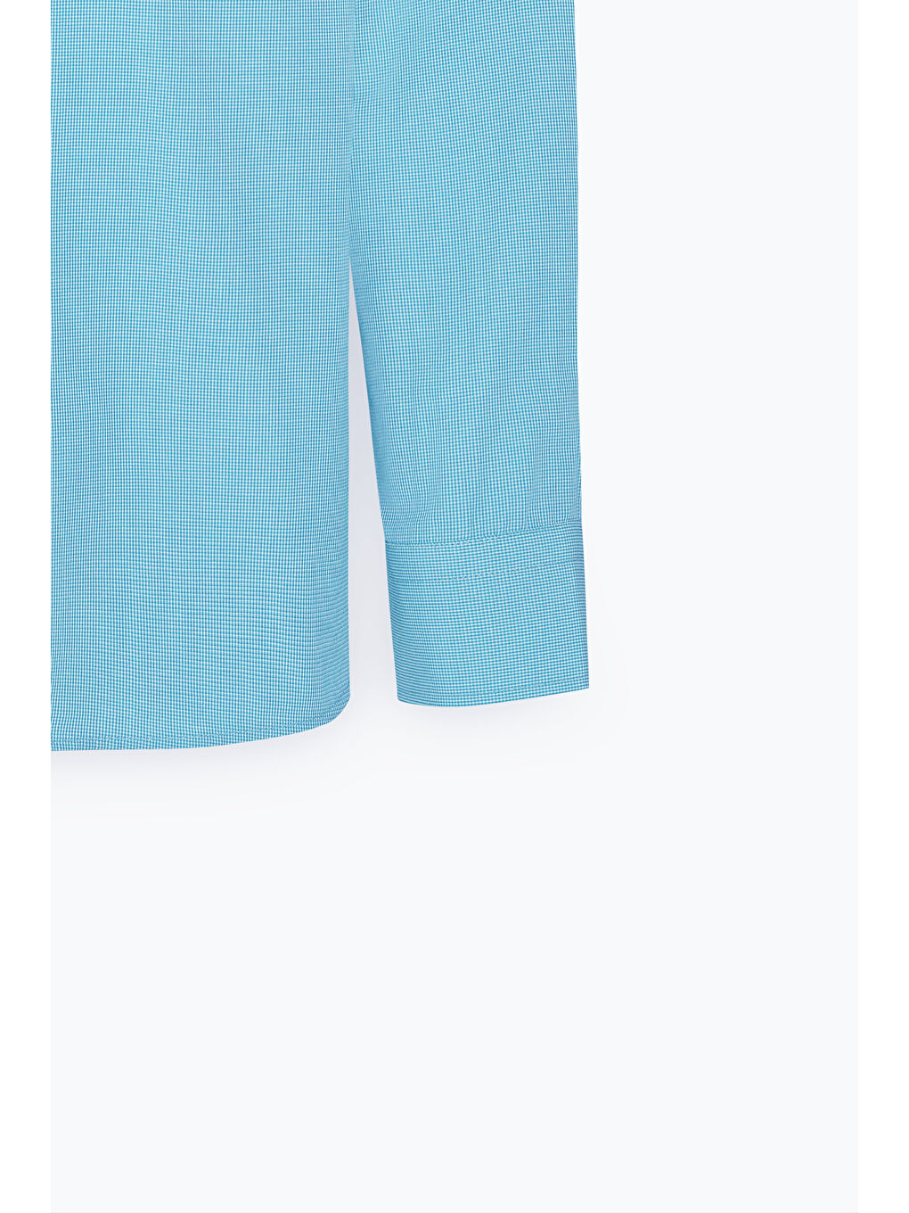 Erkek Turkuaz Comfort Fit Rahat Kesim Gizli Düğme Yaka Pamuklu Kareli Gömlek-9