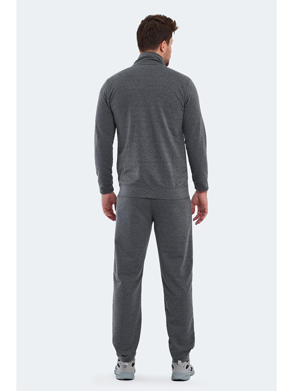 ORAN I Erkek Fermuarlı Dik Yaka Cepli Koyu Gri Eşofman Takımı-1
