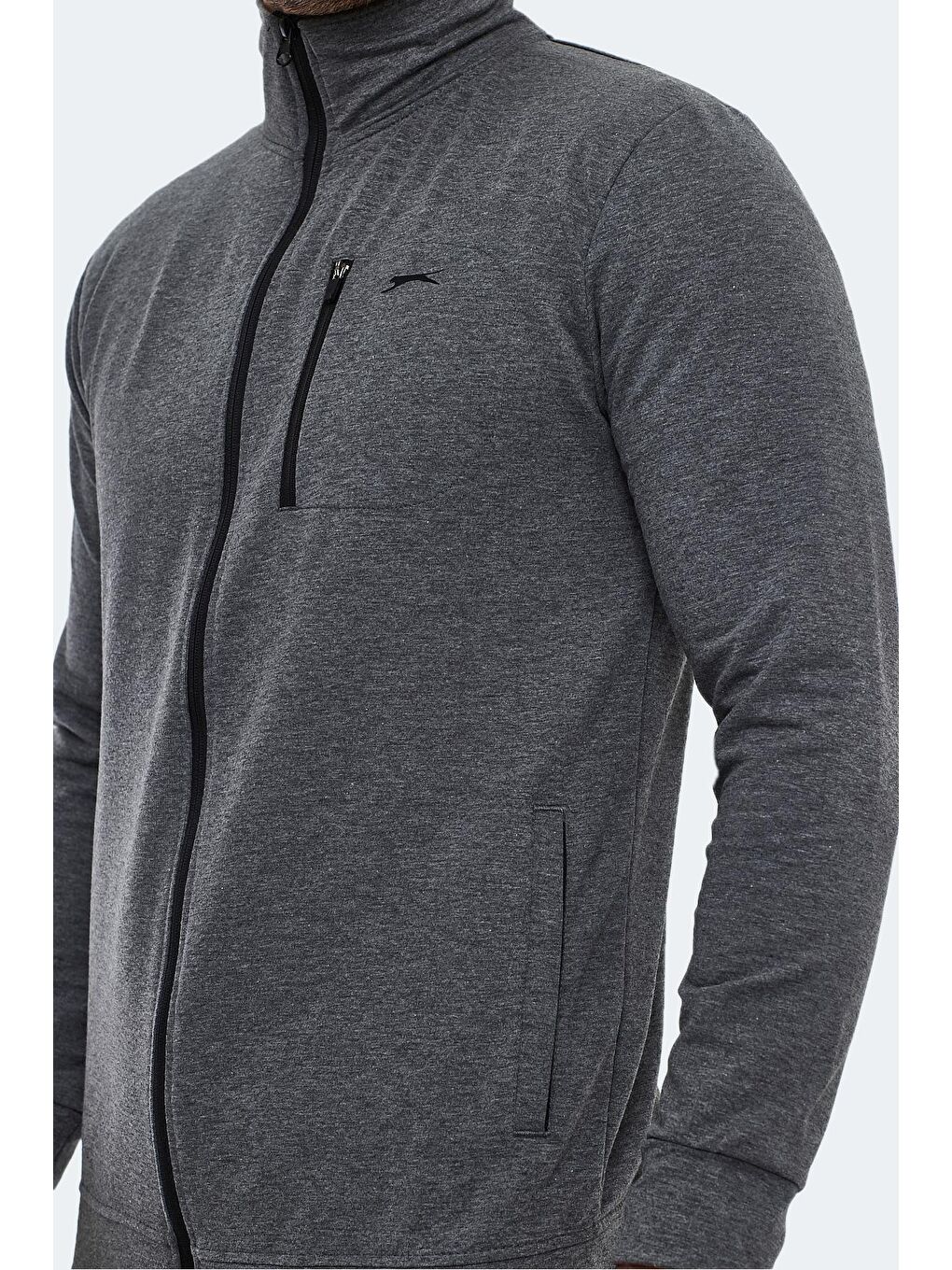 ORAN I Erkek Fermuarlı Dik Yaka Cepli Koyu Gri Eşofman Takımı-3