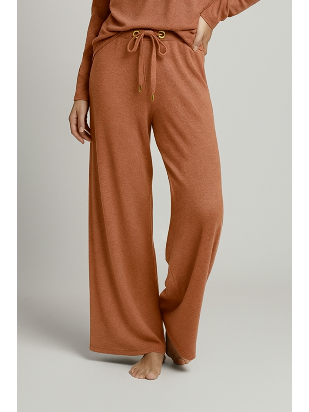 Kahverengi Kadın Bol Paça Ev Pantolonu Moka