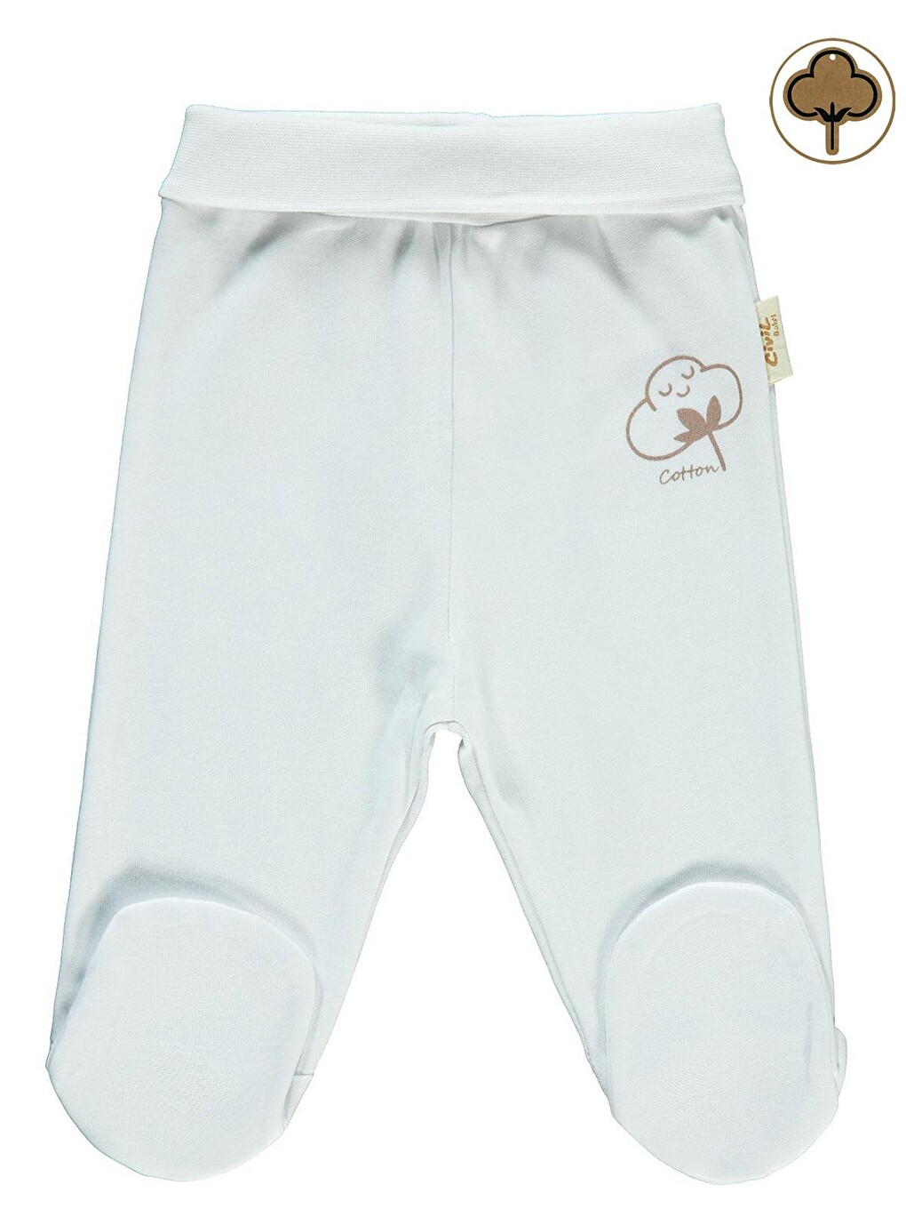 Baby Bebek Organik Patikli Tek Alt 0-6 Ay Beyaz