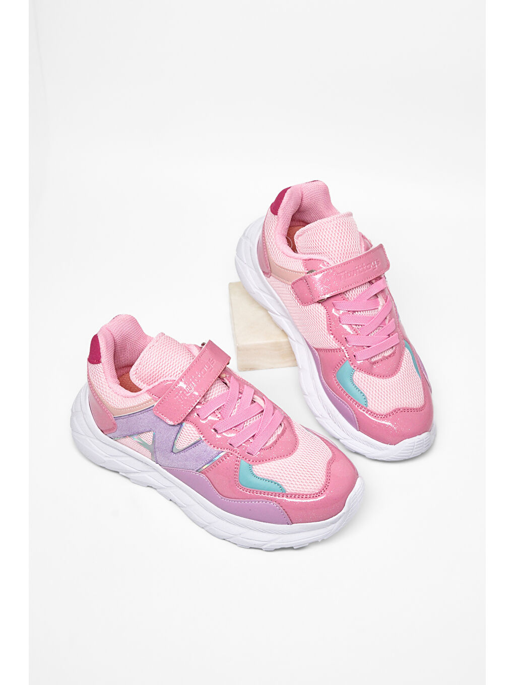 Pembe Çocuk Unisex Şeker Fuji Rahat Kalıp Cırtlı Bağcıklı Sneaker-4