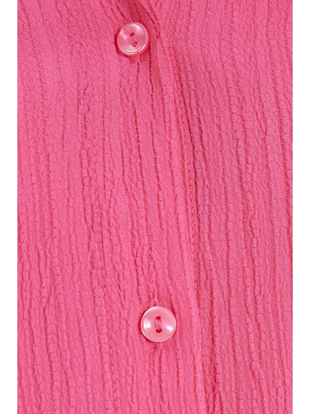 Kadın Oversize Geniş Kesim Bürümcük Pens Detaylı Uzun Kollu Dokulu Pembe Gömlek-7