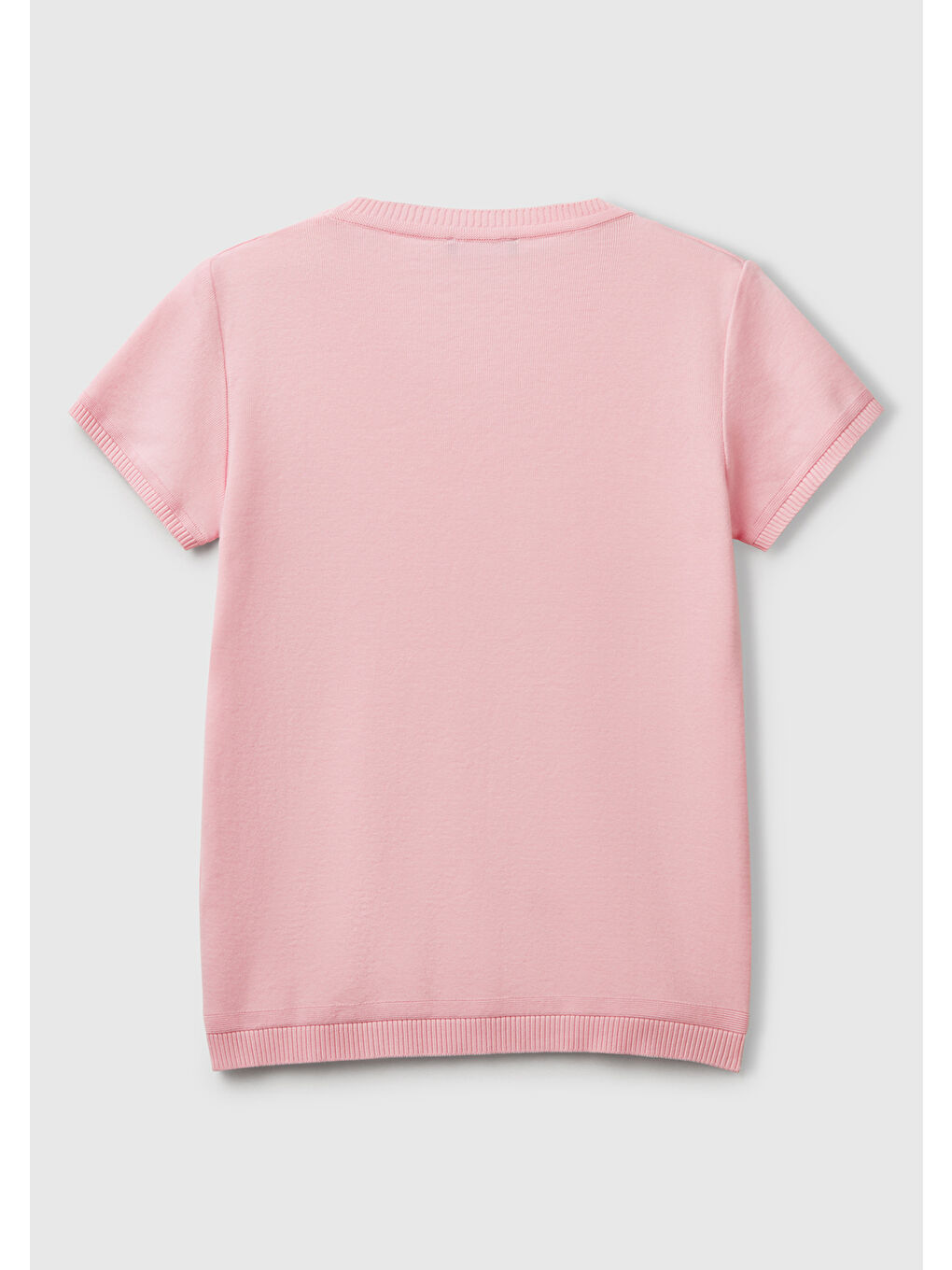 Pembe Kadın %100 Pamuk Bisiklet Yaka Kısa Kollu Kazak-3