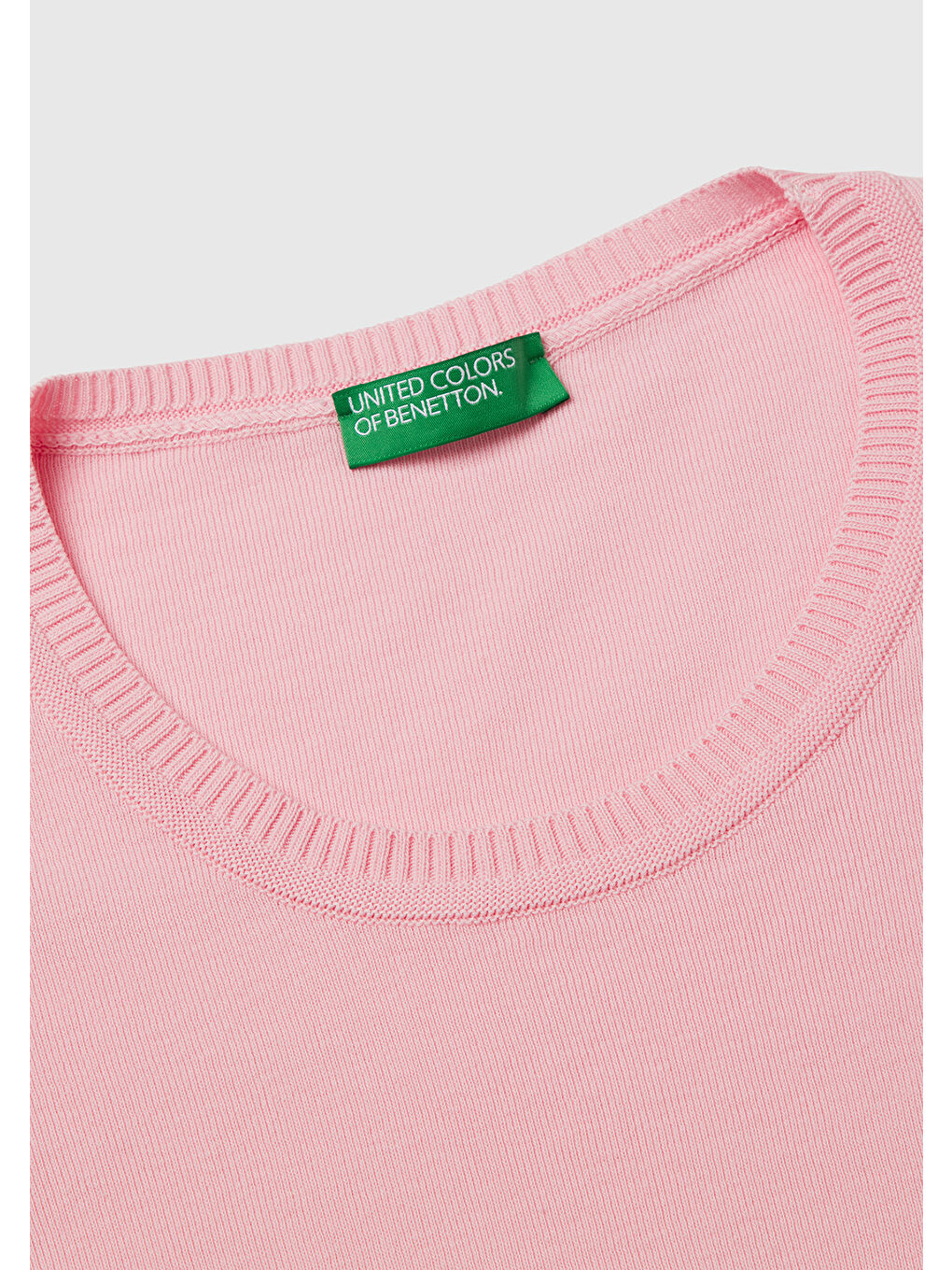 Pembe Kadın %100 Pamuk Bisiklet Yaka Kısa Kollu Kazak-5