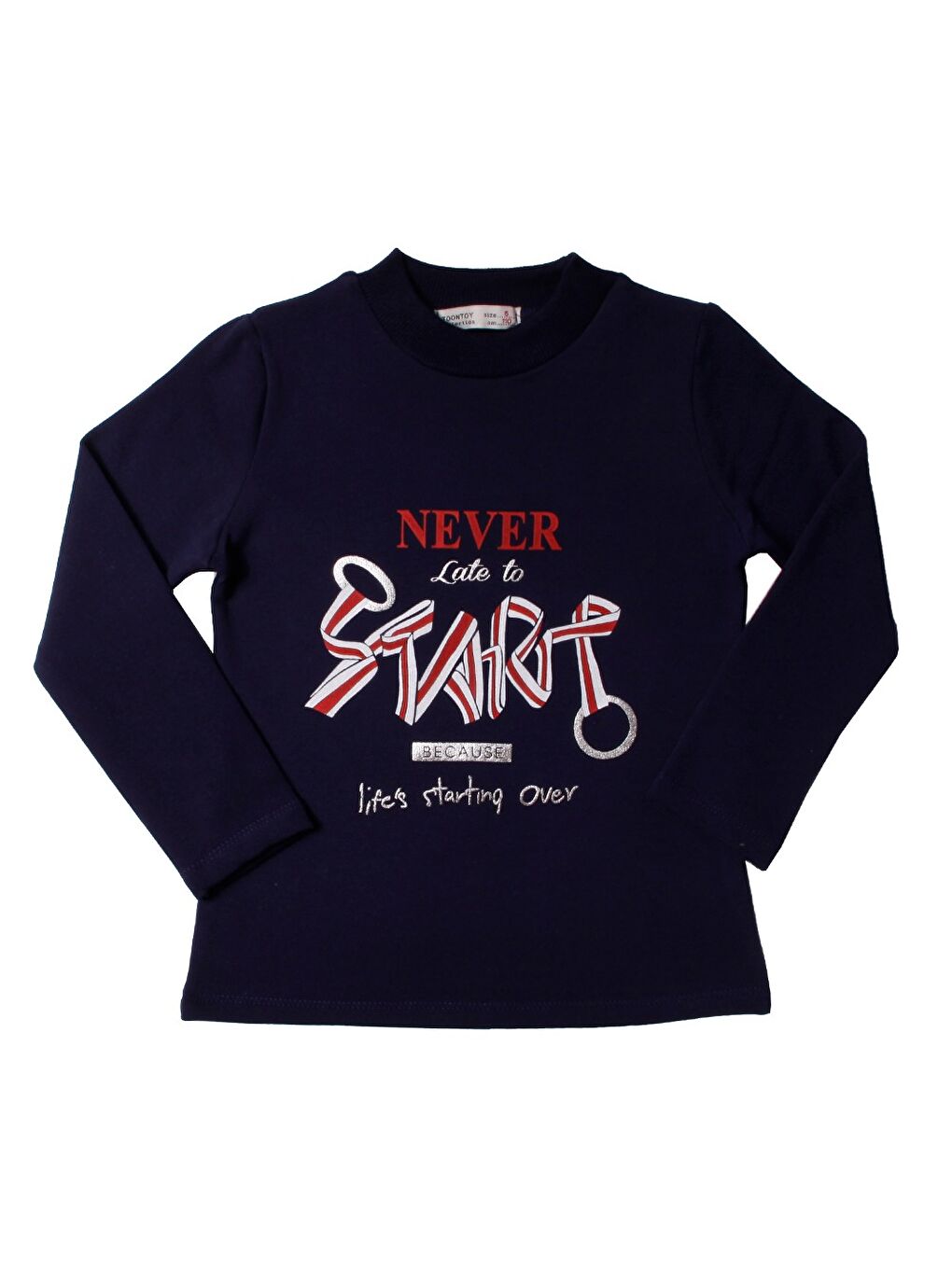 Toontoykids Lacivert Kız Çocuk Sweatshirt Start Varak Baskılı