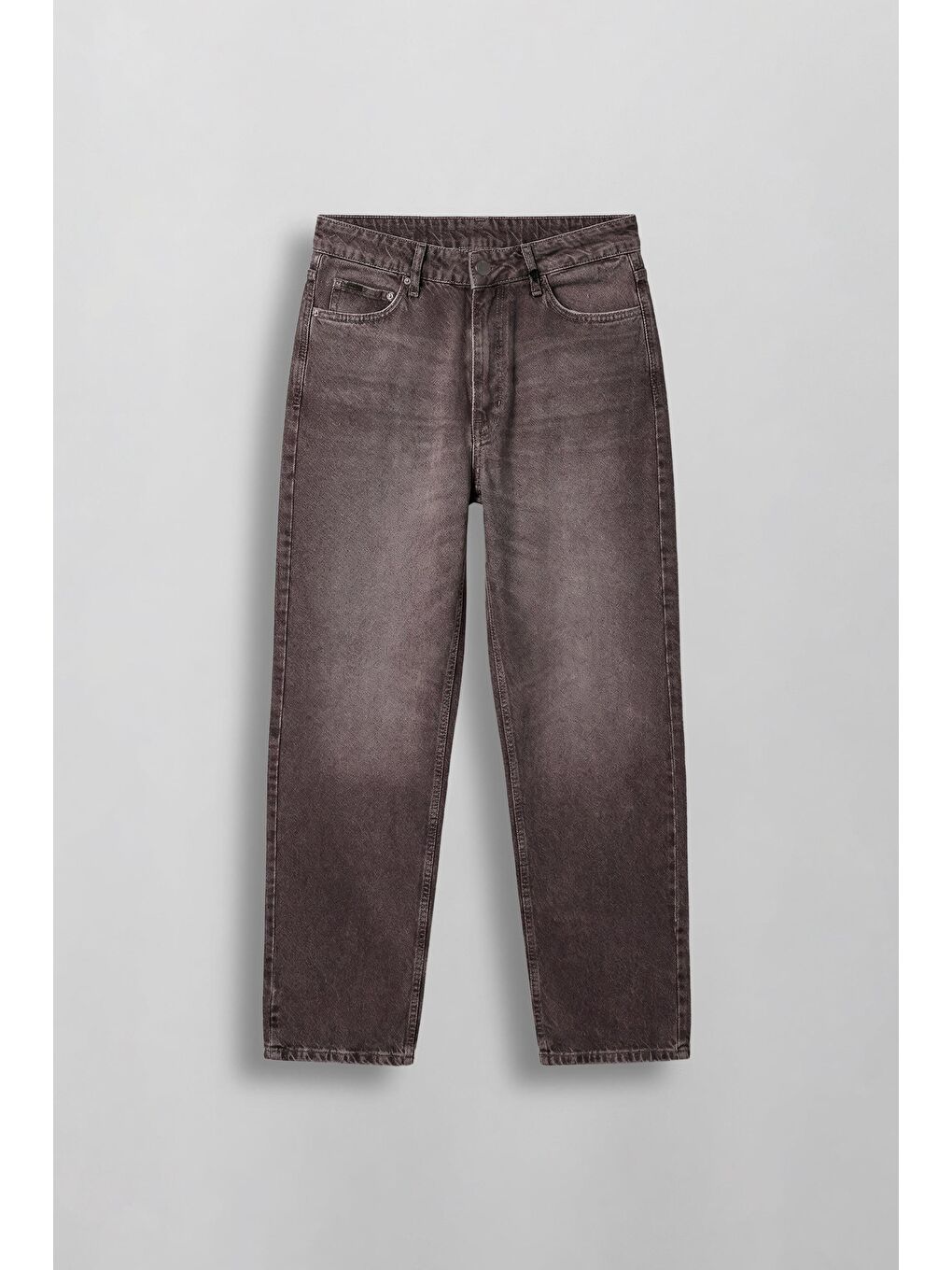 Erkek Baggy Fit Vintage Yıkamalı Basic Jean Kahverengi