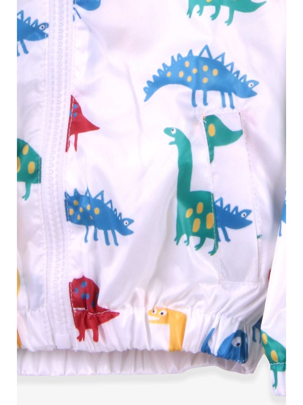 Erkek Çocuk Yağmurluk Renkli Dinozorlar Alemi Beyaz (1 Yaş)-3