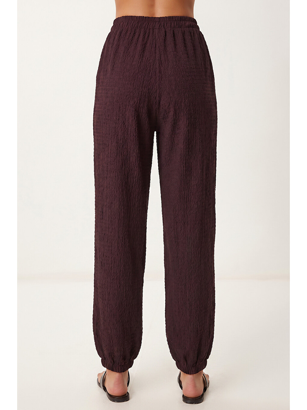 Cepli Rahat Krinkıl Şalvar Pantolon Mürdüm Lfw0024-4