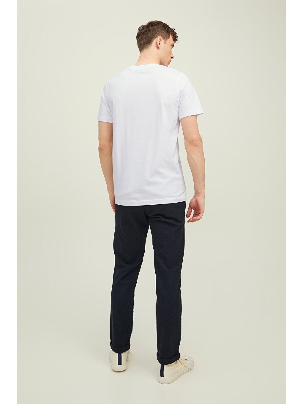 Jack & Jones Beyaz % 100 Pamuk Regular Fit Bisiklet Yaka Erkek T Shirt 12217167 - 3