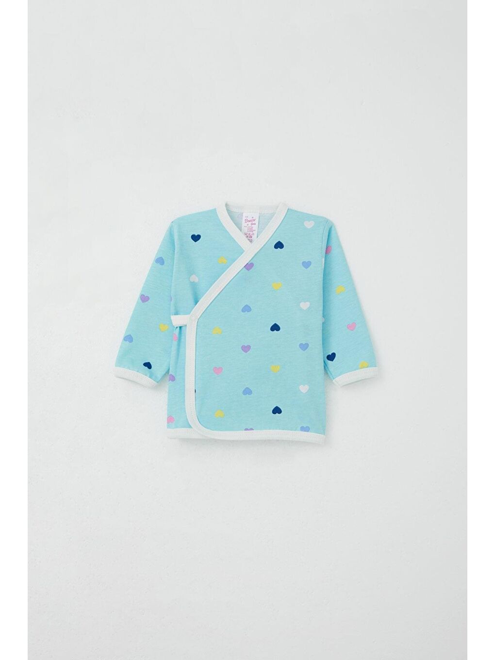 Yenidoğan Bebek İç Dış Çıtçıtlı 2 Li Zıbın Kalp Desenli Turkuaz (0-3 Ay)-1