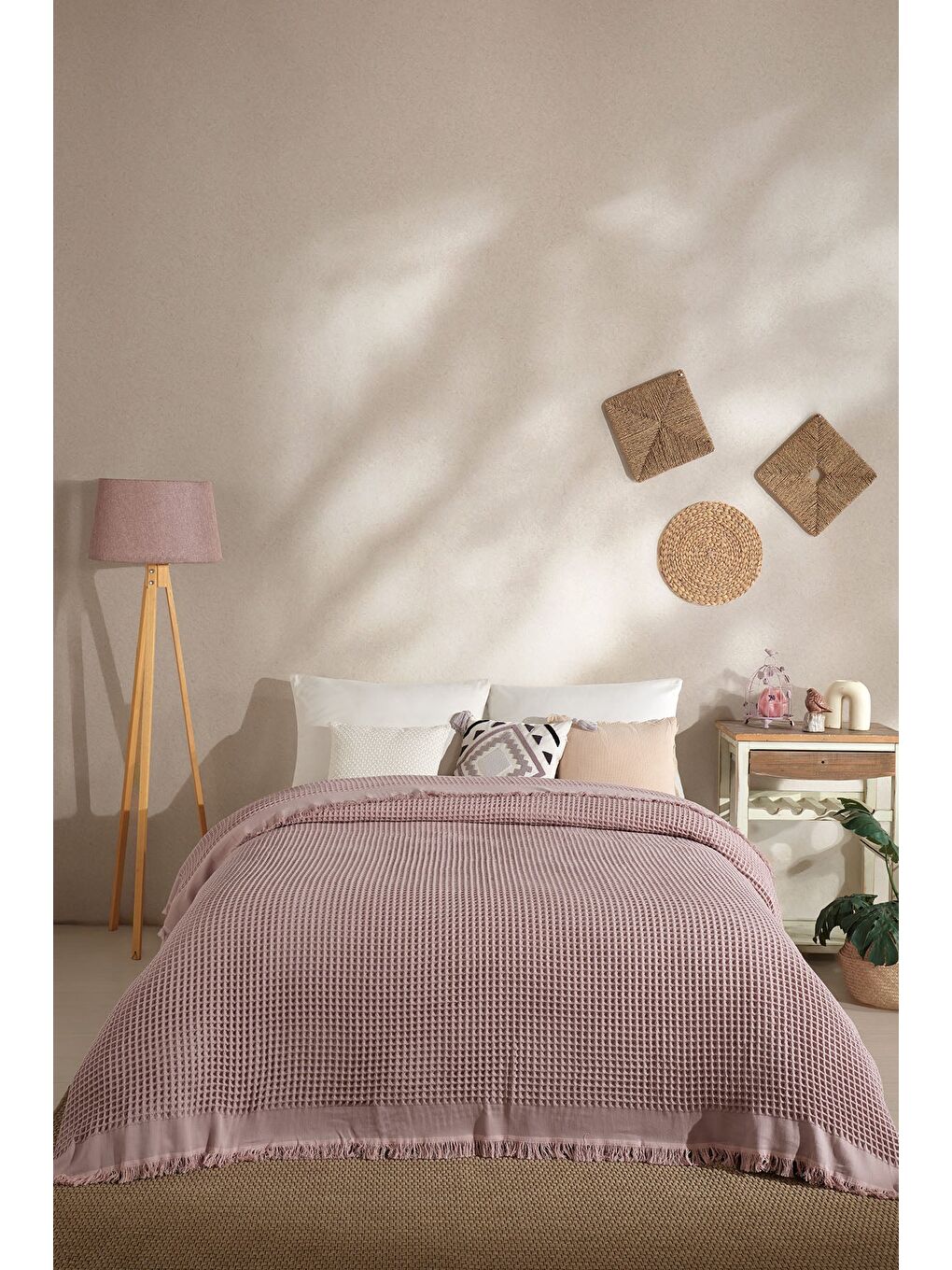 Pembe Ruffle Pike Tek Kişilik (160x220 cm) Pudra