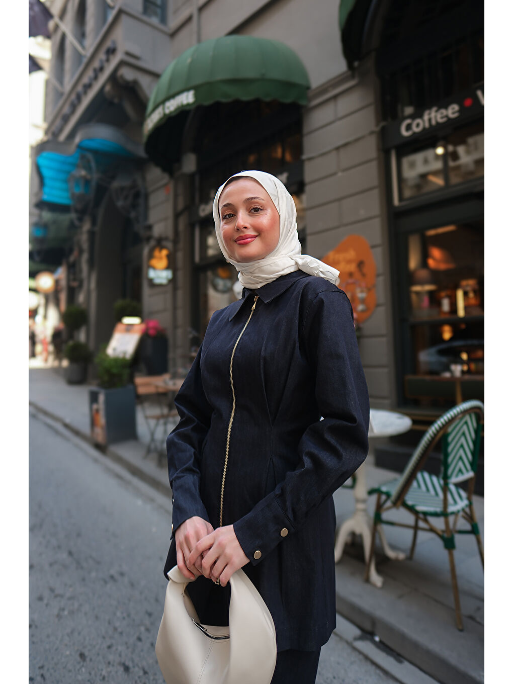 Kadın Oturan Fit Jean Ceket Koyu Mavi-2