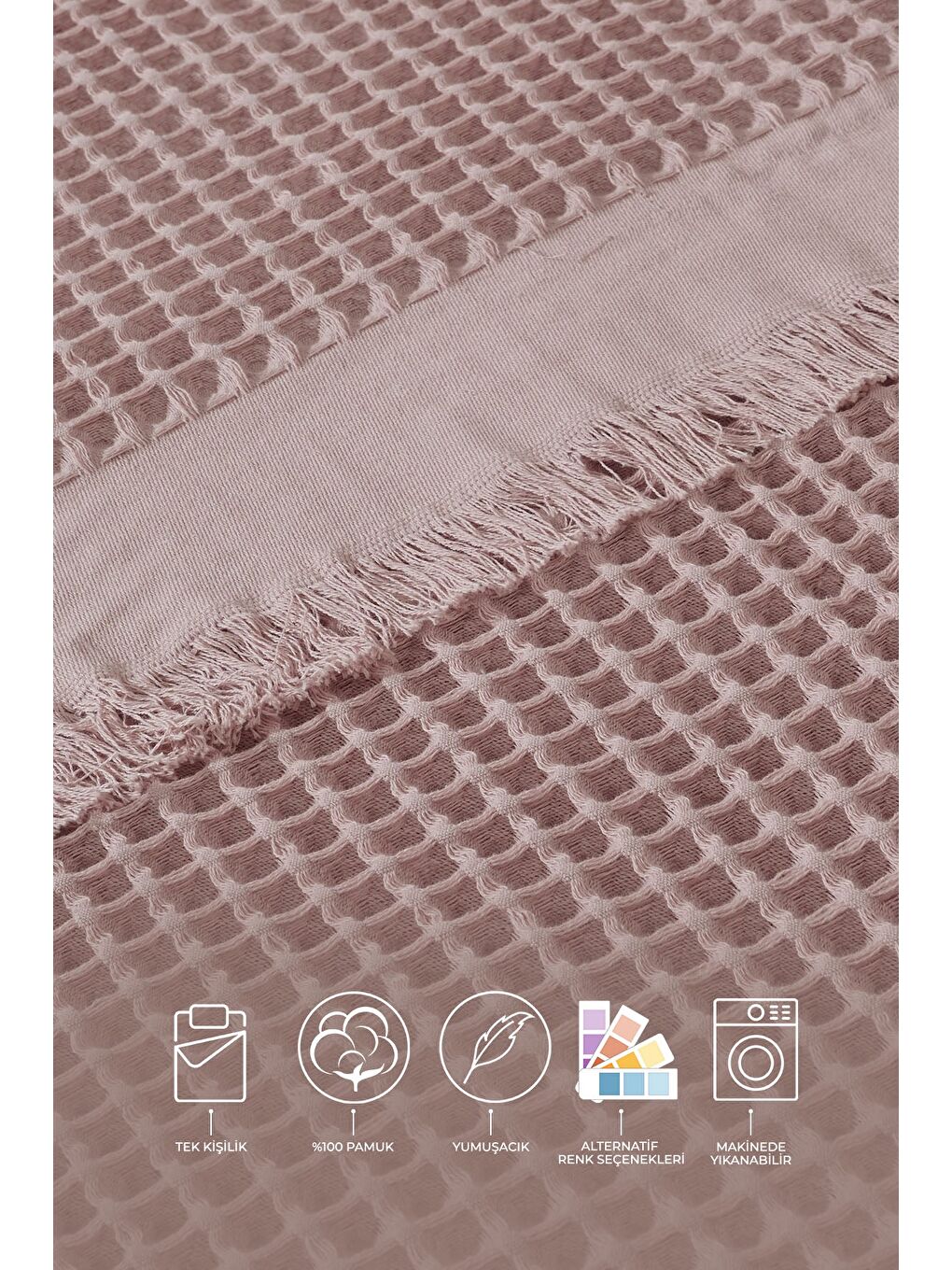 Pembe Ruffle Pike Tek Kişilik (160x220 cm) Pudra-1