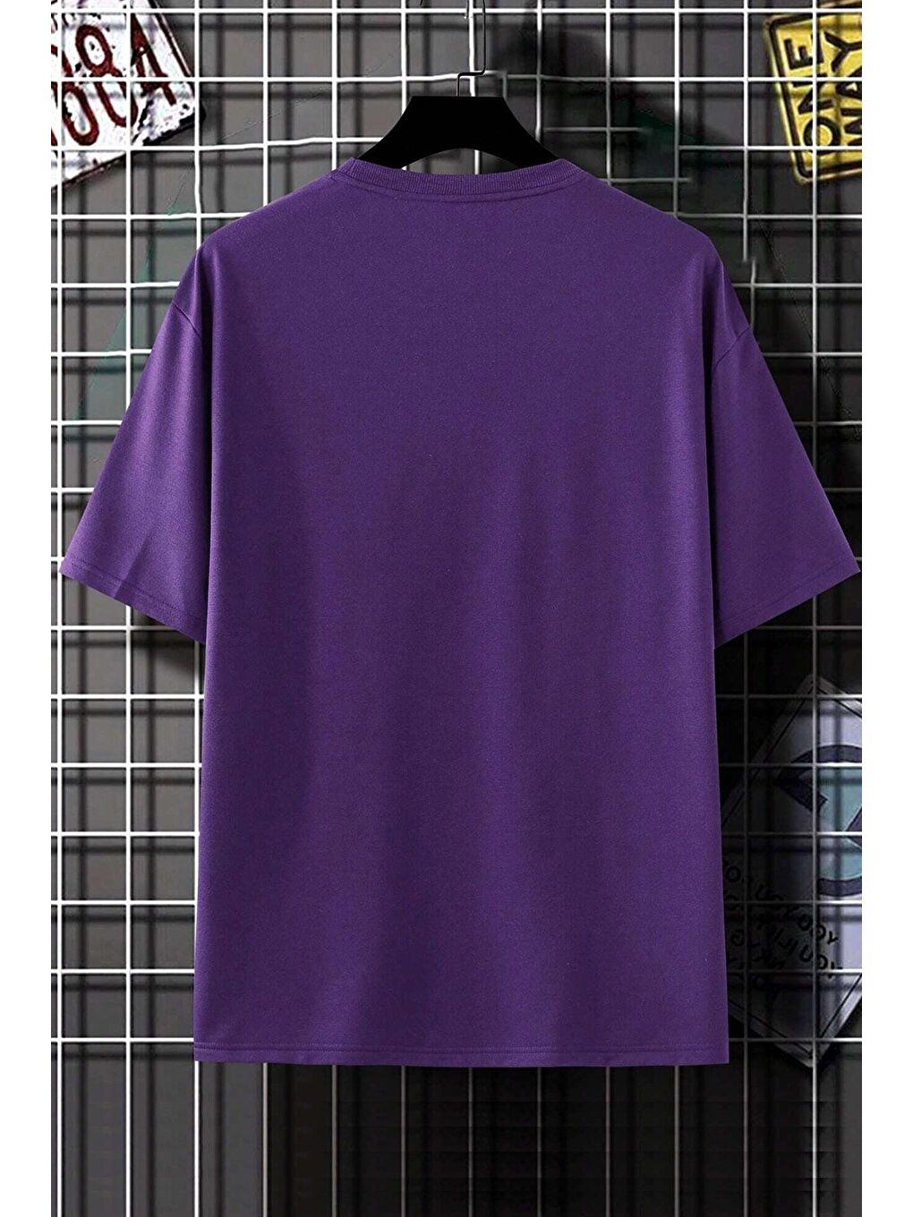 uyguntarz Mor Erkek Baskılı Oversize Tshirt - 1