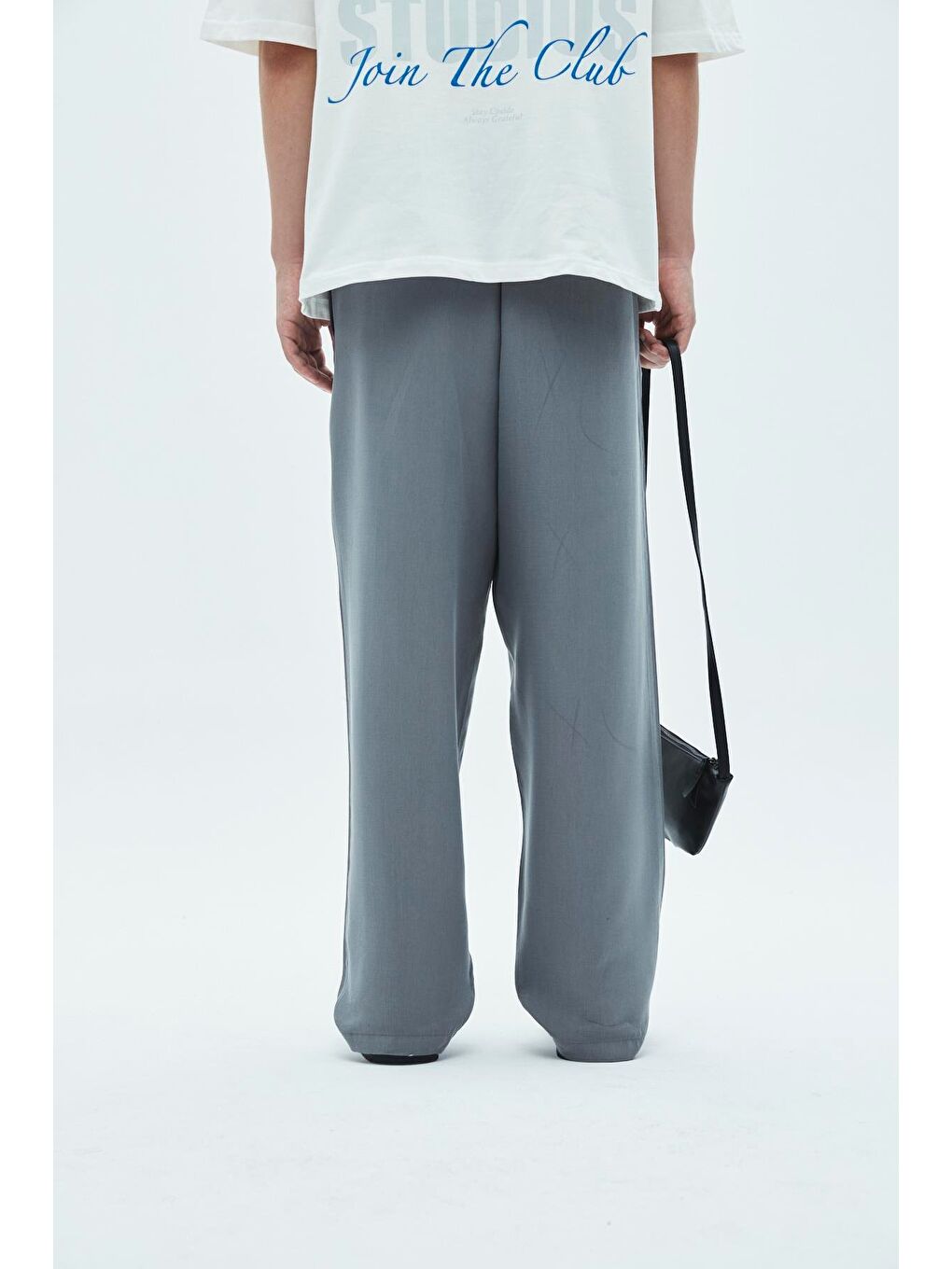 Rahat Kalıp Lyocell Kumaş Pantolon Gri-3