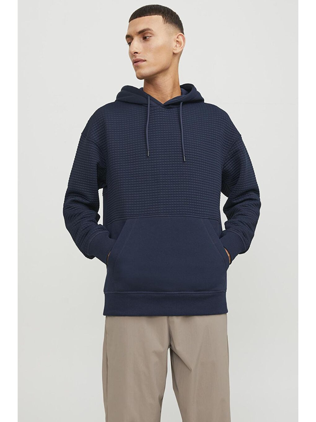 Jack & Jones Lacivert Jcoblack Relaxed Fit Kapüşonlu Erkek Sweat 12245407