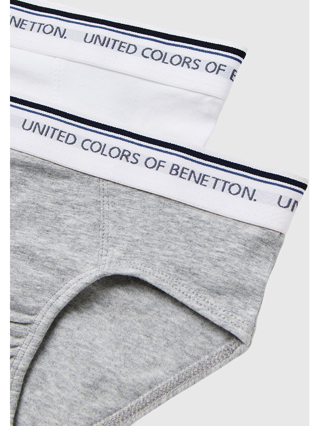 United Colors Of Benetton Erkek Çocuk Gri Beli Logo Baskılı Düz Renk 2'li Slip Seti - 2