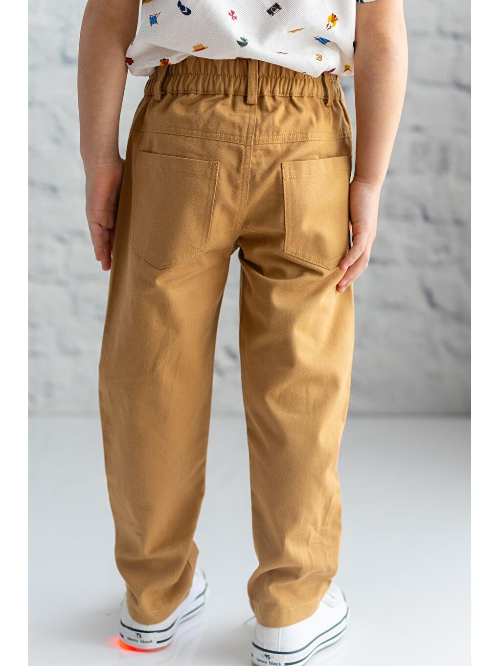 Kahverengi Erkek Çocuk Gabardin Düz Pantolon-1