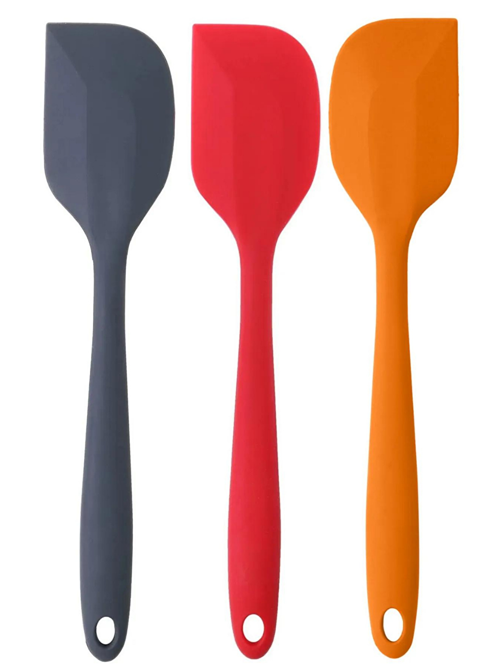 Kitchen Design Lab Turuncu Silikon Yassı Spatula Büyük Boy Yanmaz Set 3 Parça - Antrasit - Turuncu - Kırmızı Spatula Set 3 Renk