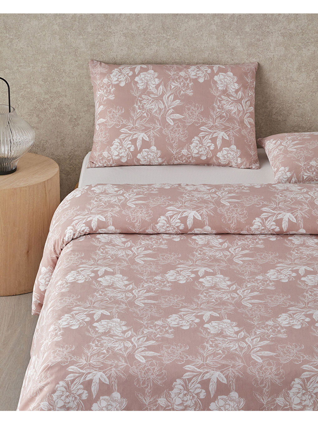 Floral Vine Kolay Ütülenir Tek Kişilik Nevresim Takımı 160x220 cm Pembe-2