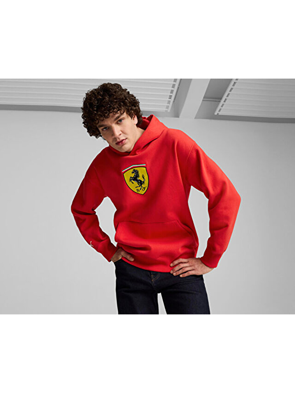 Ferrari Race Bigshield Hdie Erkek Günlük Sweatshirts 62705402 Kırmızı-2