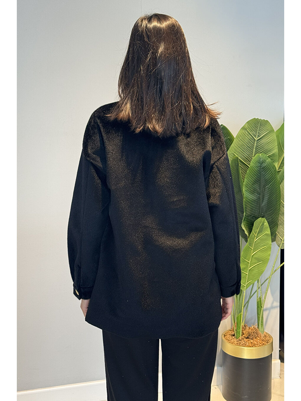 Düğme ve Cep Detay Ceket 32412 Siyah-4