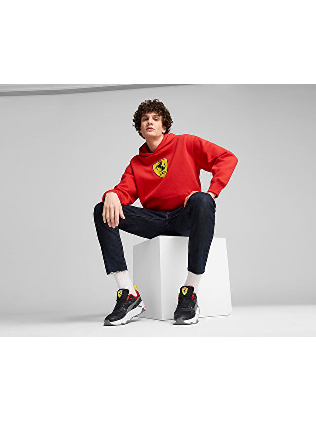 Ferrari Race Bigshield Hdie Erkek Günlük Sweatshirts 62705402 Kırmızı-4